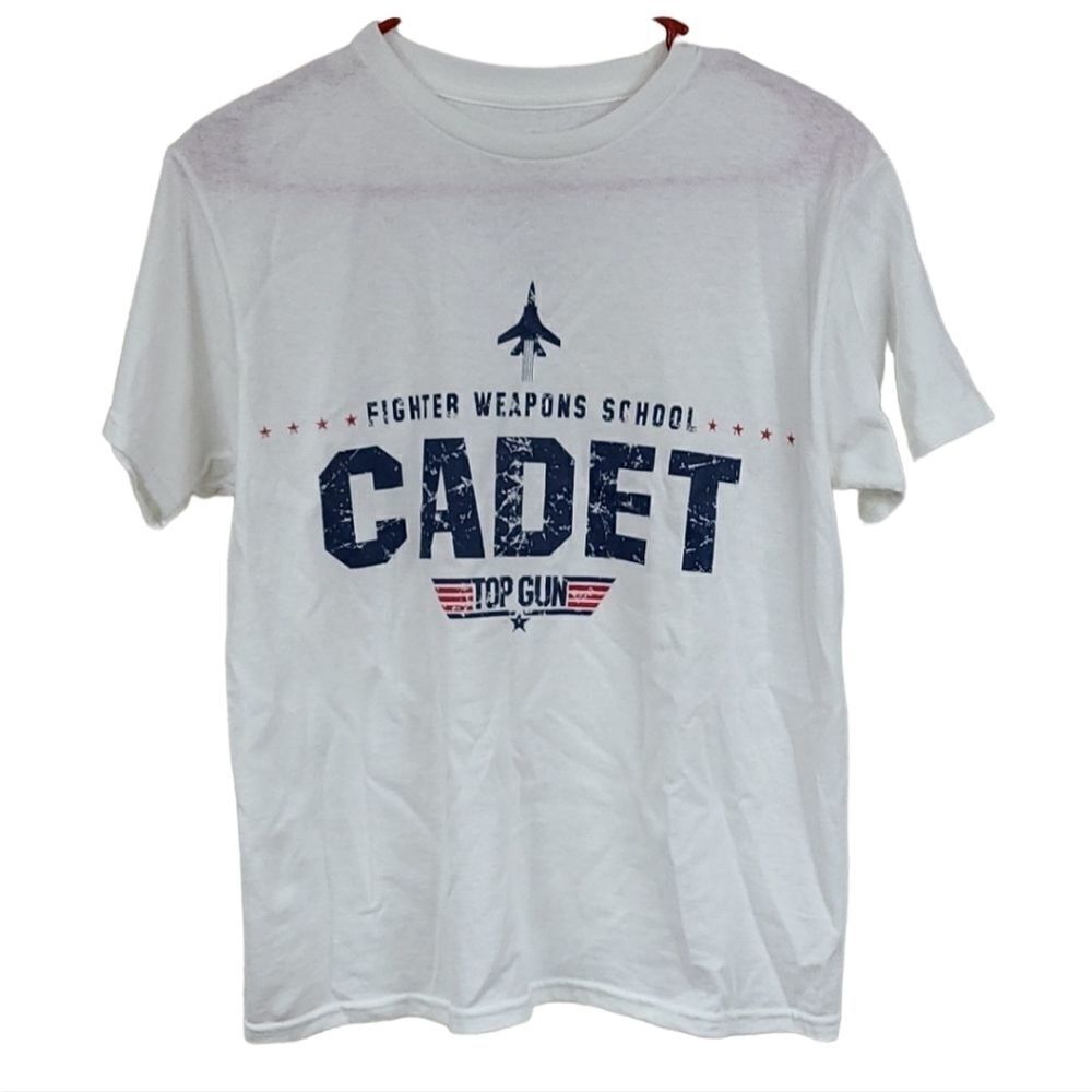 Top Gun “CADET” White Graphic Tee – Boys XL (14/16) Movie Fan T-Shirt Aviation
